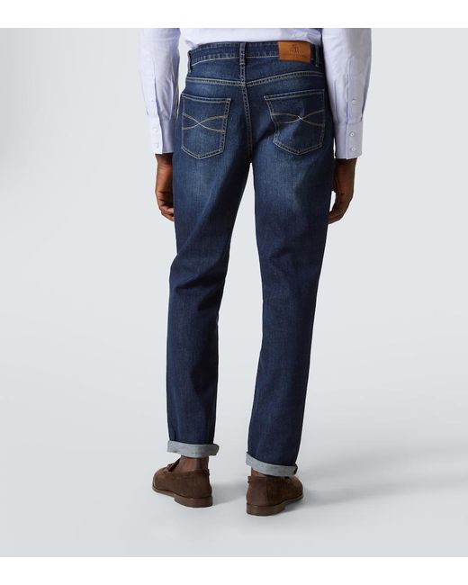 Brunello Cucinelli Blue Traditional Fit Slim-Leg Jeans for men