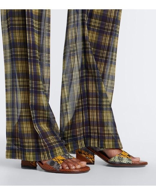 Dries Van Noten Gray Semi-Sheer Checked Wide-Leg Pants