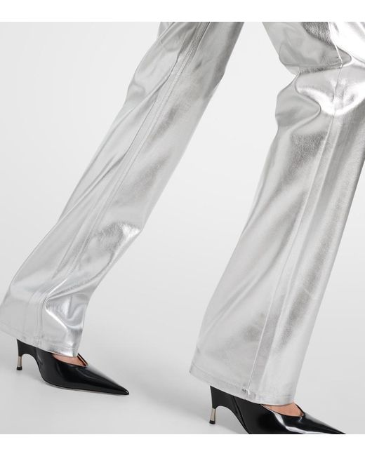 Staud White Chisel Faux Leather Straight-Leg Pants