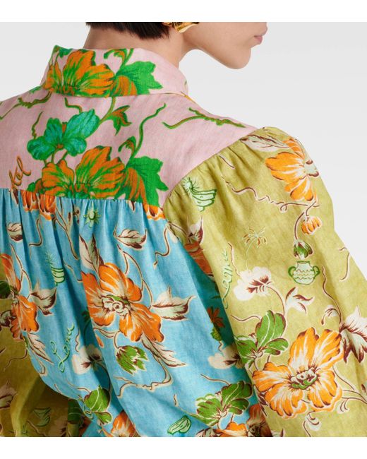 Robe chemise imprimee en lin ALÉMAIS en coloris Yellow