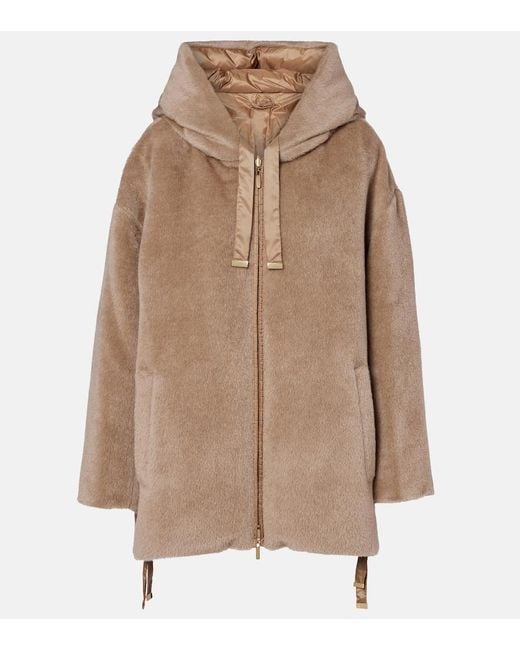 Max Mara Brown Olivia Reversible Alpaca And Wool Down Jacket