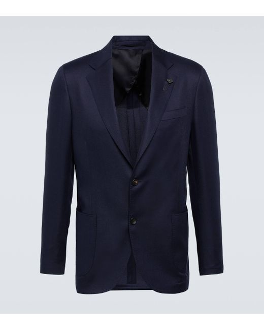 Lardini Blue Cashmere, Wool, And Silk Blazer for men