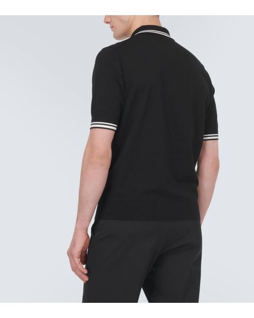 Dolce & Gabbana Black Logo Cotton Pique Polo Shirt for men