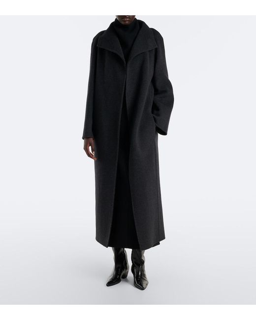 Khaite Black Romare Wool Wrap Coat