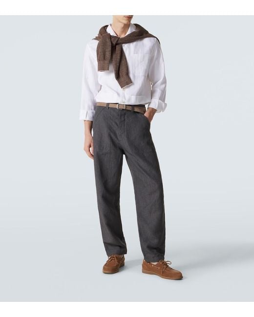 Brunello Cucinelli White Hemp, Linen, And Cotton Shirt for men