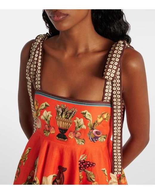 Vestido Corto Rocco De Lino Estampado ALÉMAIS de color Multicolor