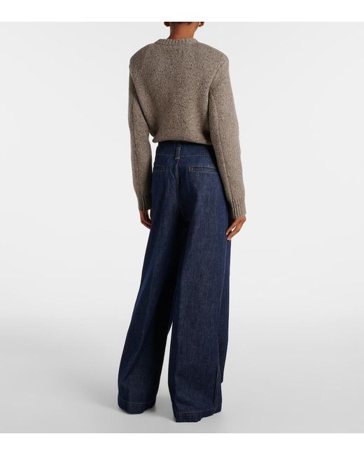 FRAME Blue High-Rise Wide-Leg Jeans