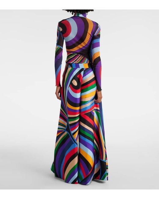 Emilio Pucci Blue Weite Hose Iride Aus Seiden-Twill