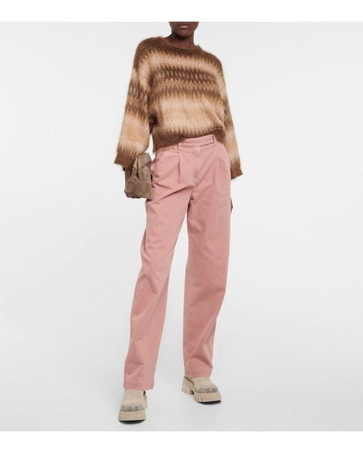 Brunello Cucinelli Pink High-Rise Straight Jeans