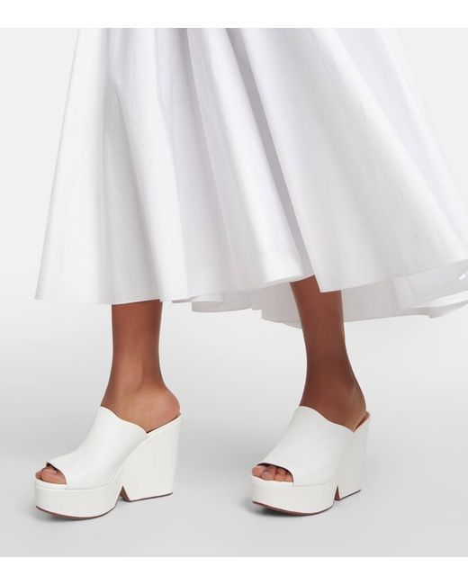 Robert Clergerie White Dolcy Leather Wedge Sandals