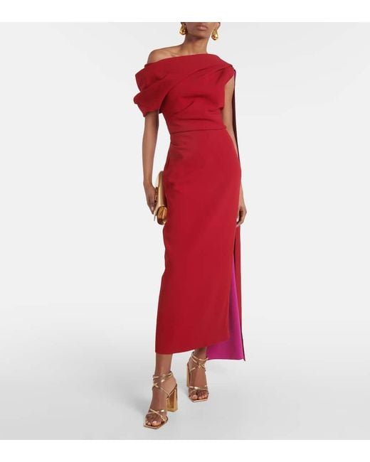 Roksanda Red Maite Asymmetric Caped Gown