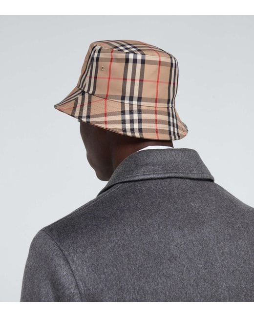 burberry check bucket hat in beige