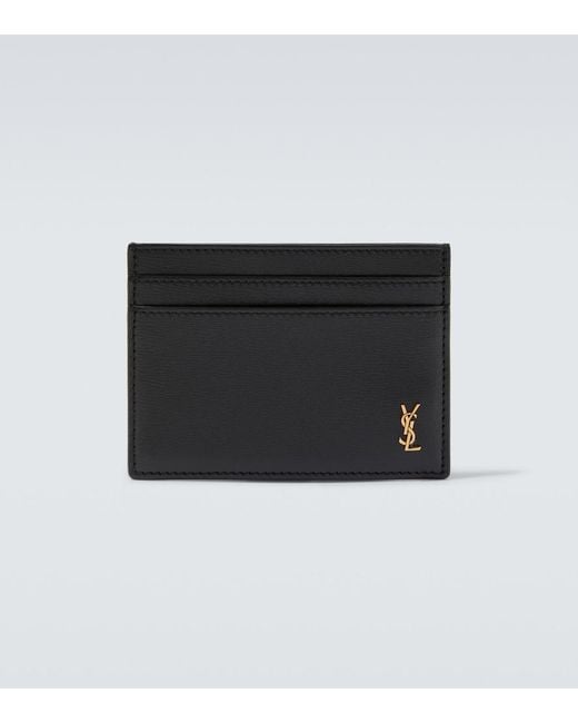 Saint Laurent Black Cassandre Leather Card Case for men