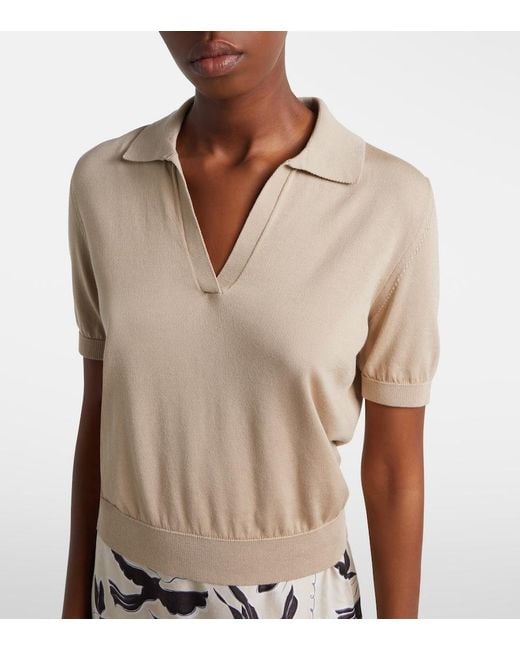 Altuzarra Natural Clay Cropped Cotton And Silk Polo Sweater