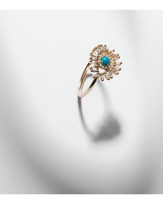 Suzanne Kalan White Evil Eye Mini 18Kt Ring With And Diamonds