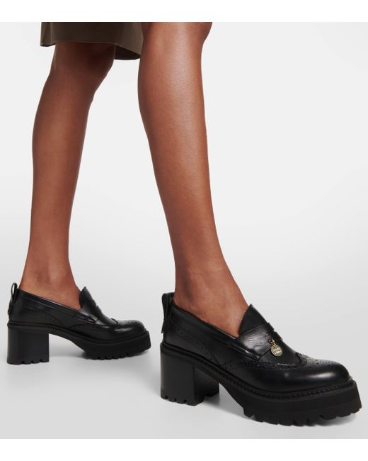 See By Chloé Black New Gaucho Mocassins In Leather With Brogue Pattern