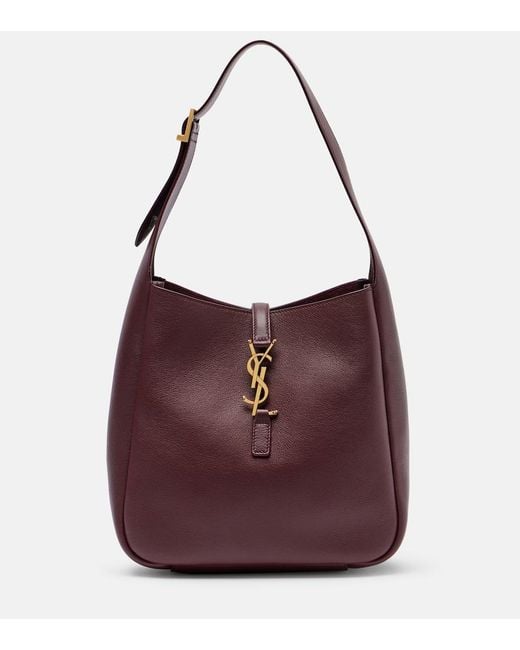Saint Laurent Purple Le 5 A 7 Small Leather Tote Bag