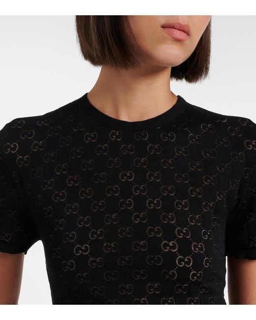Gucci Black Pullover Gg Aus Devore