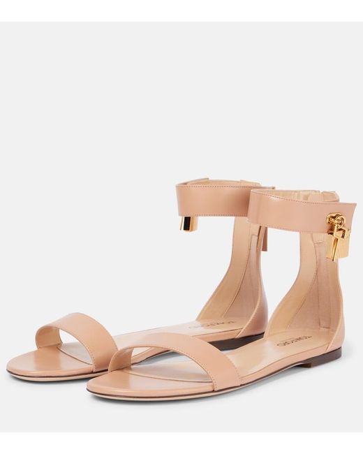 Tom Ford Natural Padlock Leather Sandals