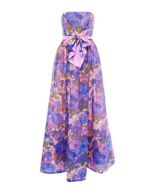 Zimmermann High Tide Silk And Linen Gown in Purple Lyst
