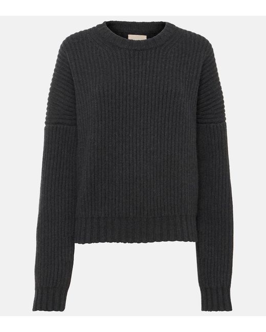 Khaite Black Manuela Ribbed-Knit Cashmere Sweater