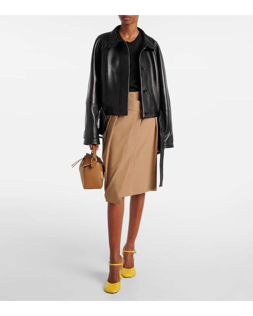 Loewe Black Cropped Leather Jacket