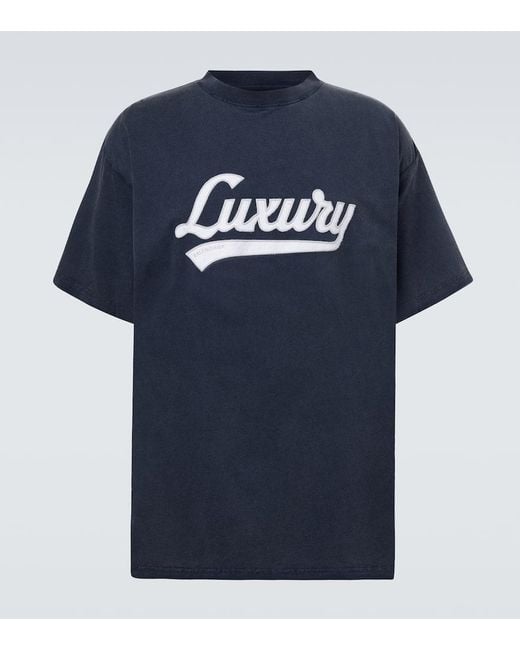 Balenciaga Blue T-Shirt With Logo for men