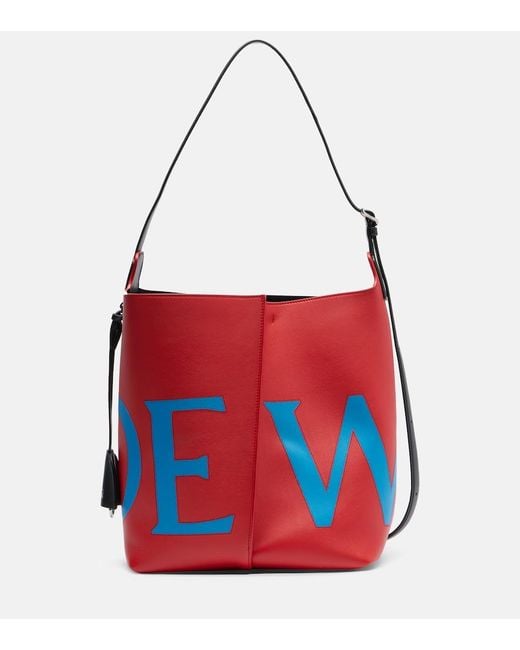 Loewe Red Bilbao Large Leather Bucket Bag