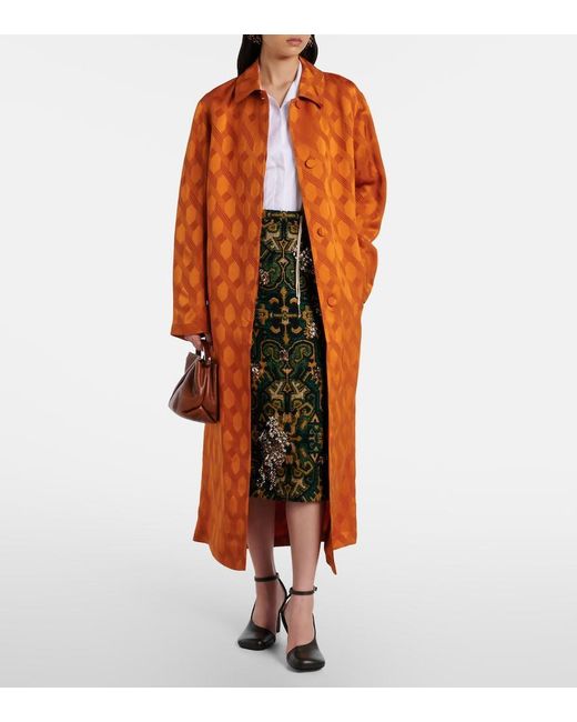 Dries Van Noten Orange Printed Coat