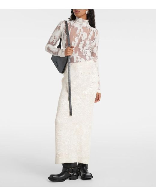 Acne White Cotton-Blend Turtleneck Top