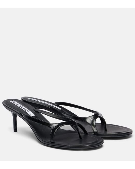 Acne Black Beverly Patent Leather Thong Sandals