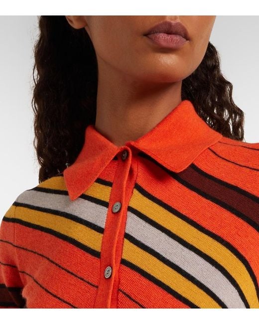 Polo De Lana Acanalado A Rayas Acne de color Red
