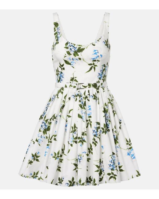 Emilia Wickstead White Eglantine Floral Belted Cotton Minidress