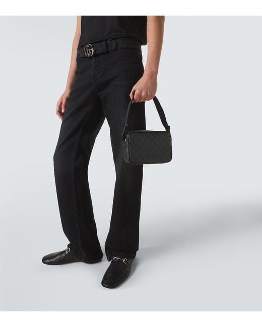 Gucci Black Essence Mini Gg Canvas Crossbody Bag for men