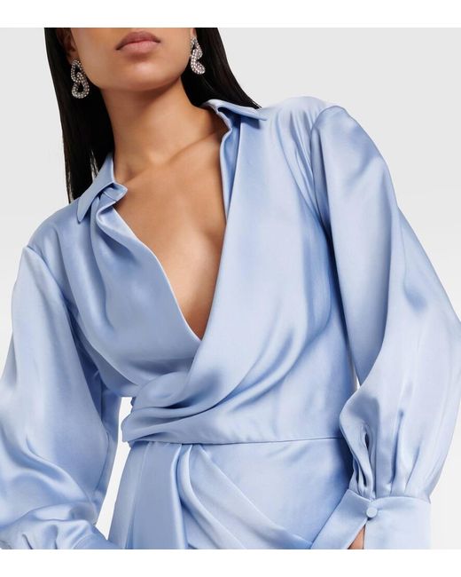 Robe Longue Talita En Satin Jonathan Simkhai en coloris Blue