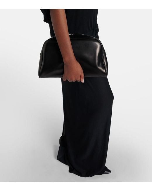 The Row Black Leila Small Leather Clutch