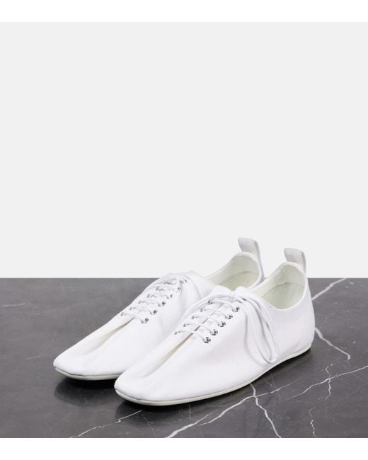 Totême White Canvas Lace-Up Flats