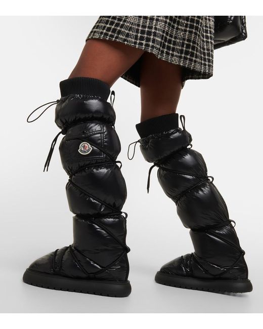 Moncler Gaia Down Over-the-knee Snow Boots in Black | Lyst