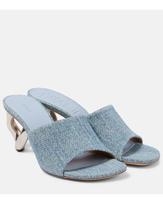J.W. Anderson Blue Pantoletten Aus Denim Mit Leder