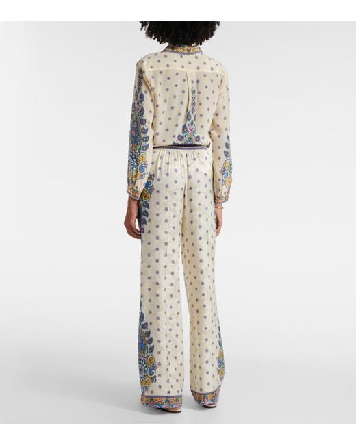 Etro Natural Trousers With Medallion Motif