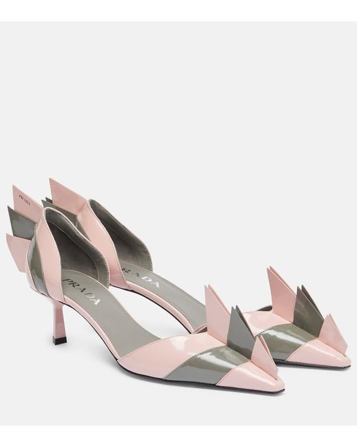 Escarpins En Cuir Verni Prada en coloris Pink