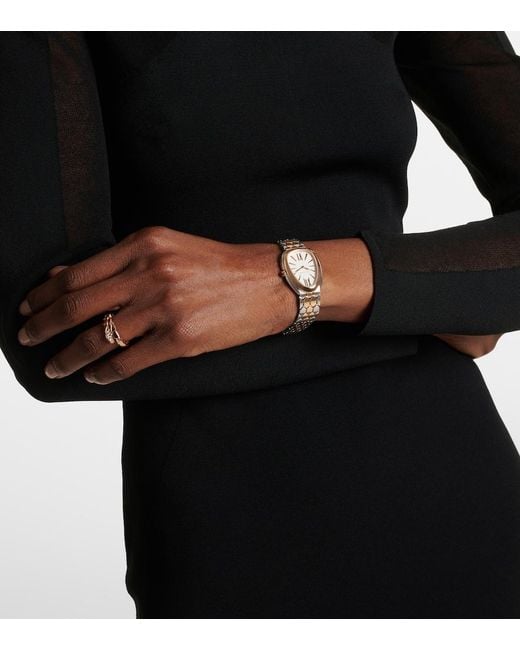 BVLGARI White Serpenti Seduttori 18Kt And Stainless Steel Watch With Rubellite