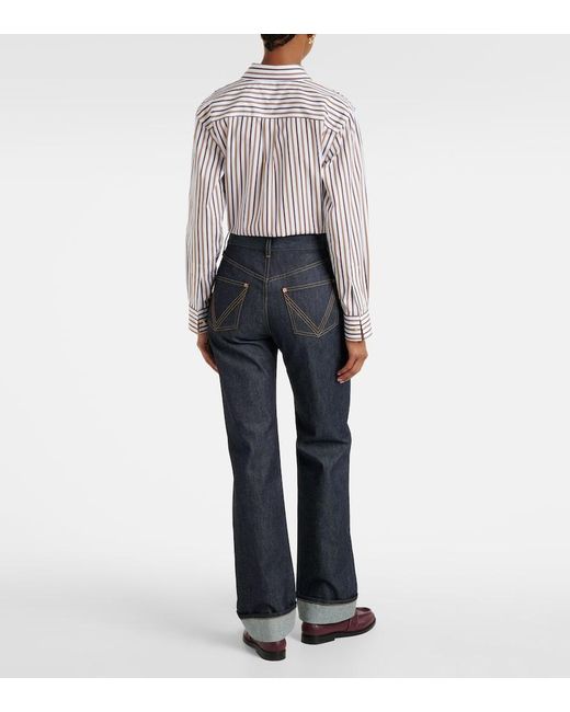 Bottega Veneta Blue Intrecciato Straight Jeans