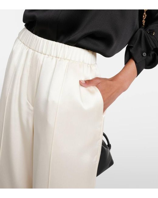 Pantaloni pigiama in raso di seta di Loewe in White