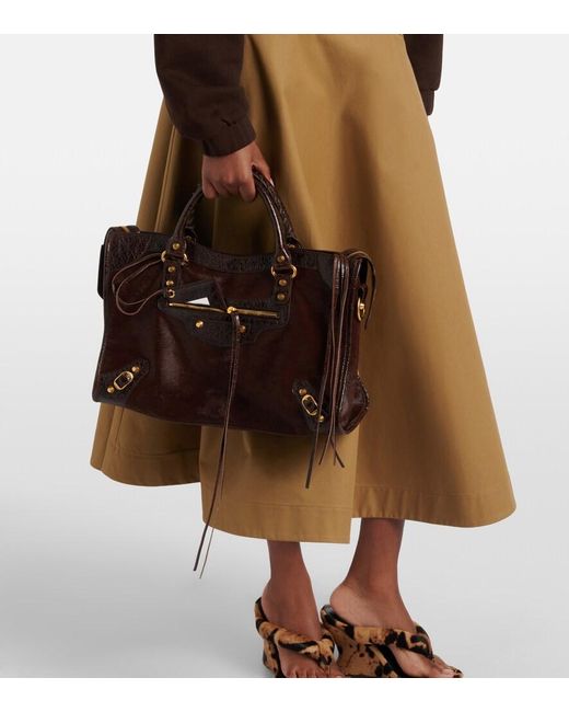 Balenciaga Brown Le City Medium Calf Hair Top-Handle Bag