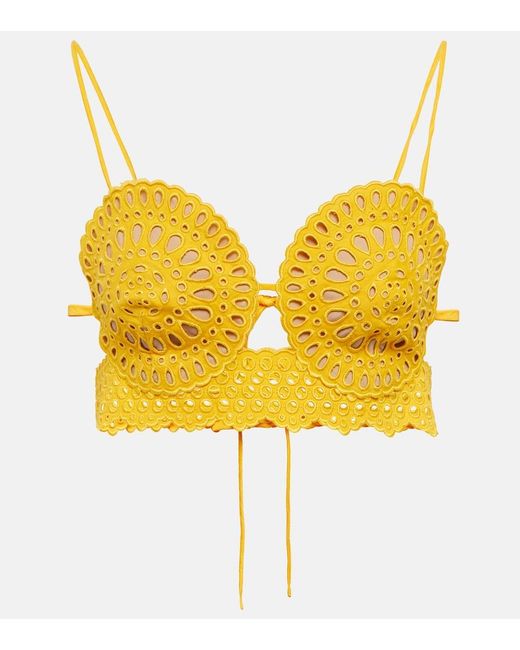 Stella McCartney Yellow Broderie Anglaise Crop Top