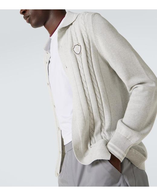 Cardigan Trenzado De Algodon Brunello Cucinelli de hombre de color White
