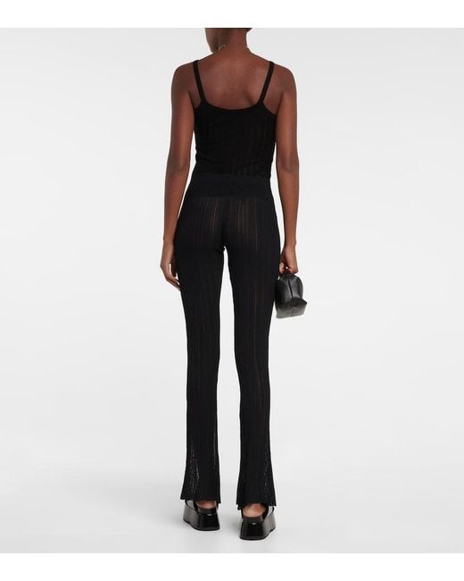 Petar Petrov Black Giulio Ribbed-Knit Flared Pants