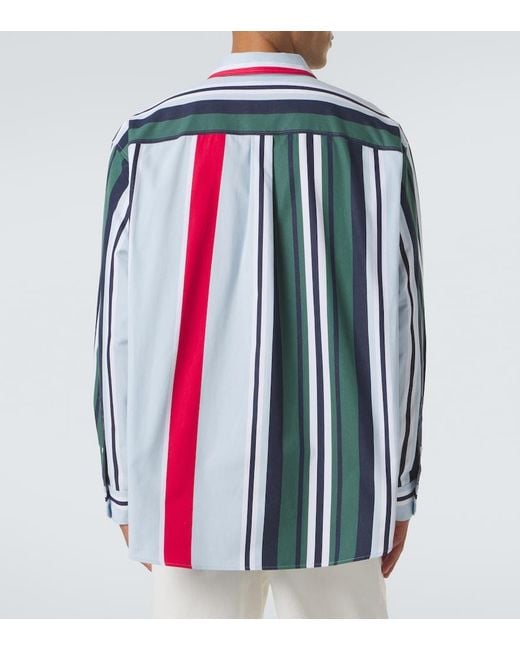 Loewe Blue Double L Striped Cotton Twill Shirt for men