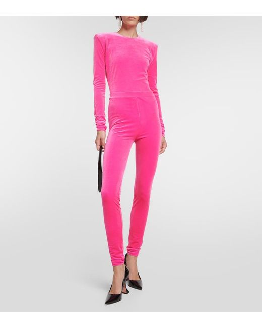 Alexandre Vauthier Pink Velvet Bodysuit